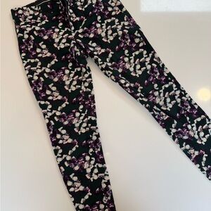 Banana Republic Floral Trousers with Purple and White Accents- Sloan Crop